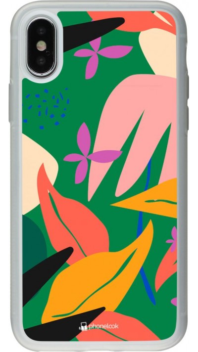 Coque iPhone X / Xs - Silicone rigide transparent Abstract Jungle