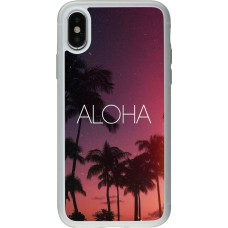 Coque iPhone X / Xs - Silicone rigide transparent Aloha Sunset Palms