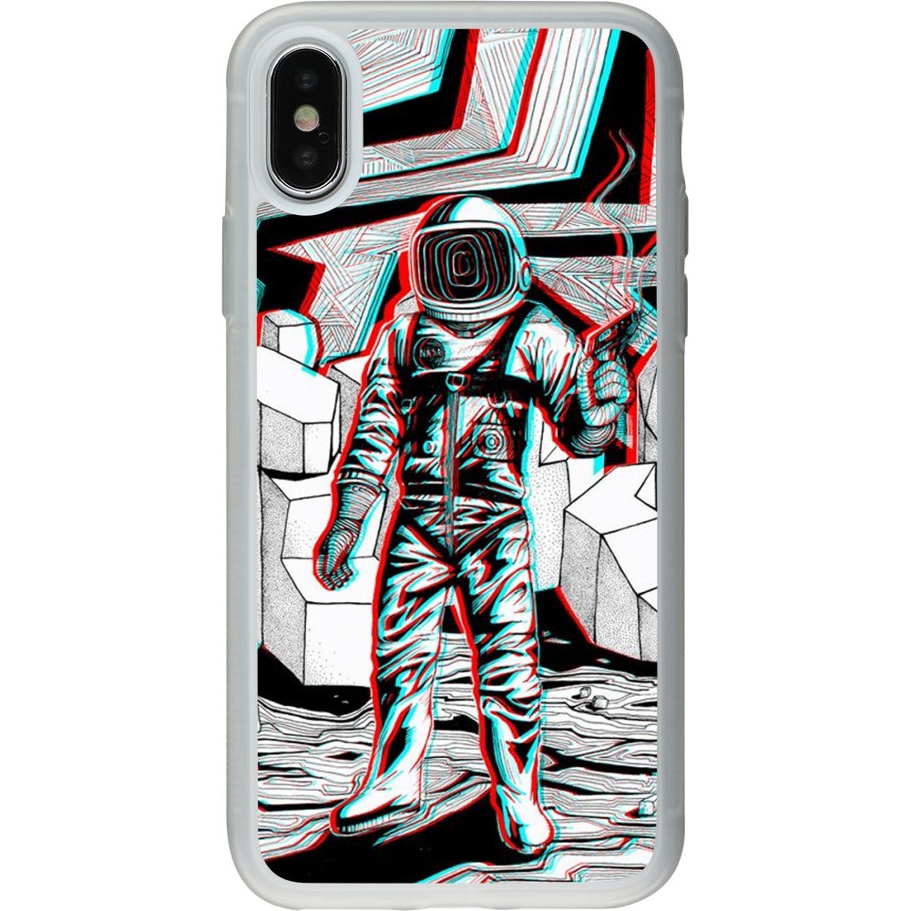 Coque iPhone X / Xs - Silicone rigide transparent Anaglyph Astronaut