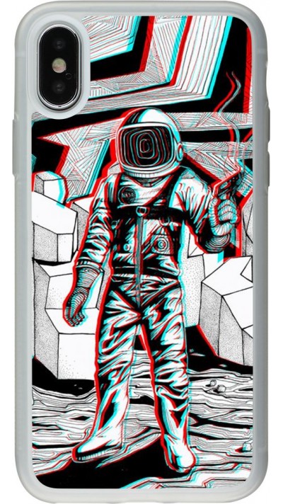 Hülle iPhone X / Xs - Silikon transparent Anaglyph Astronaut