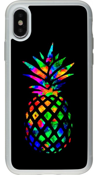 Coque iPhone X / Xs - Silicone rigide transparent Ananas Multi-colors