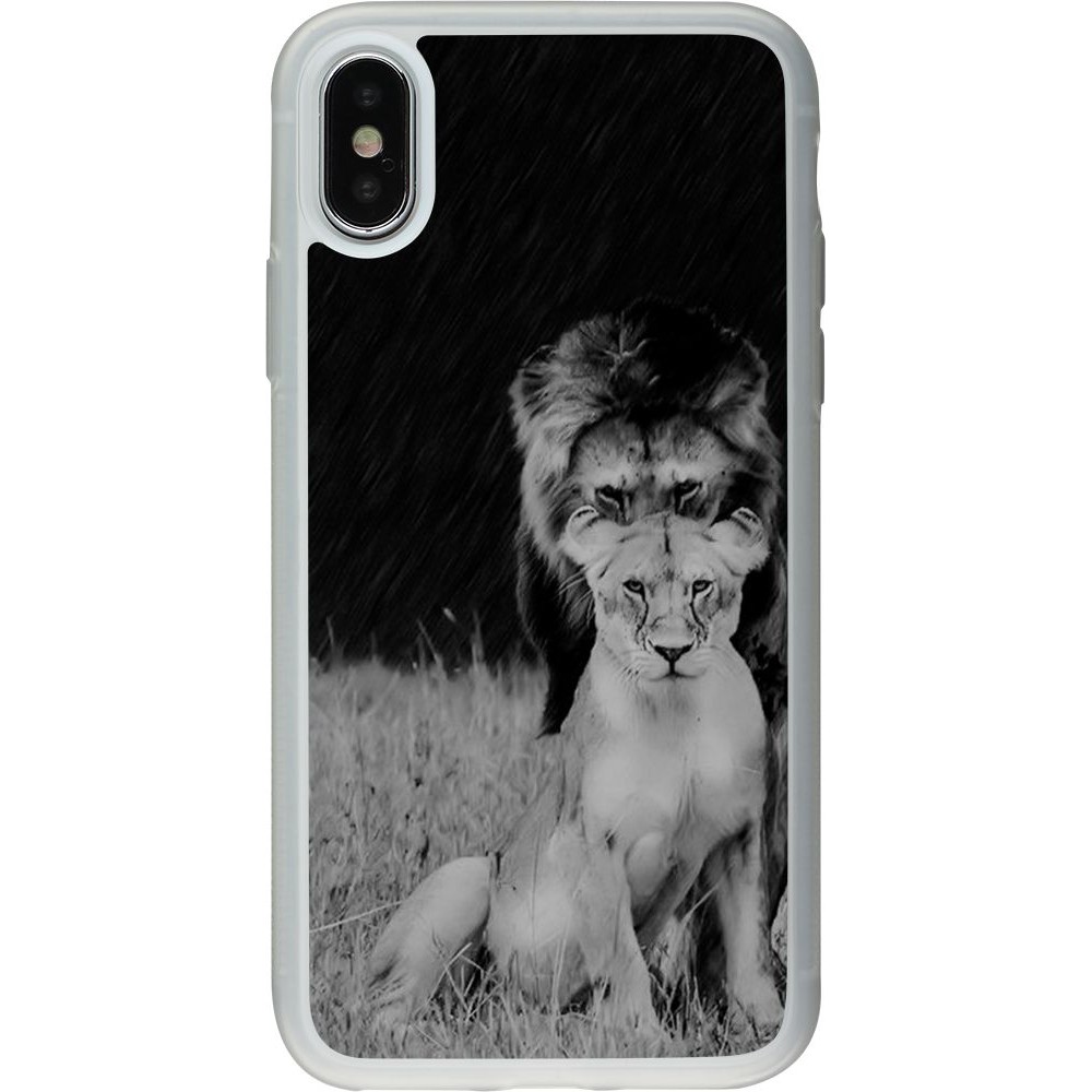 Coque iPhone X / Xs - Silicone rigide transparent Angry lions