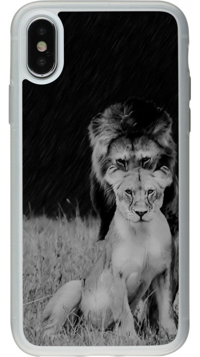 Coque iPhone X / Xs - Silicone rigide transparent Angry lions