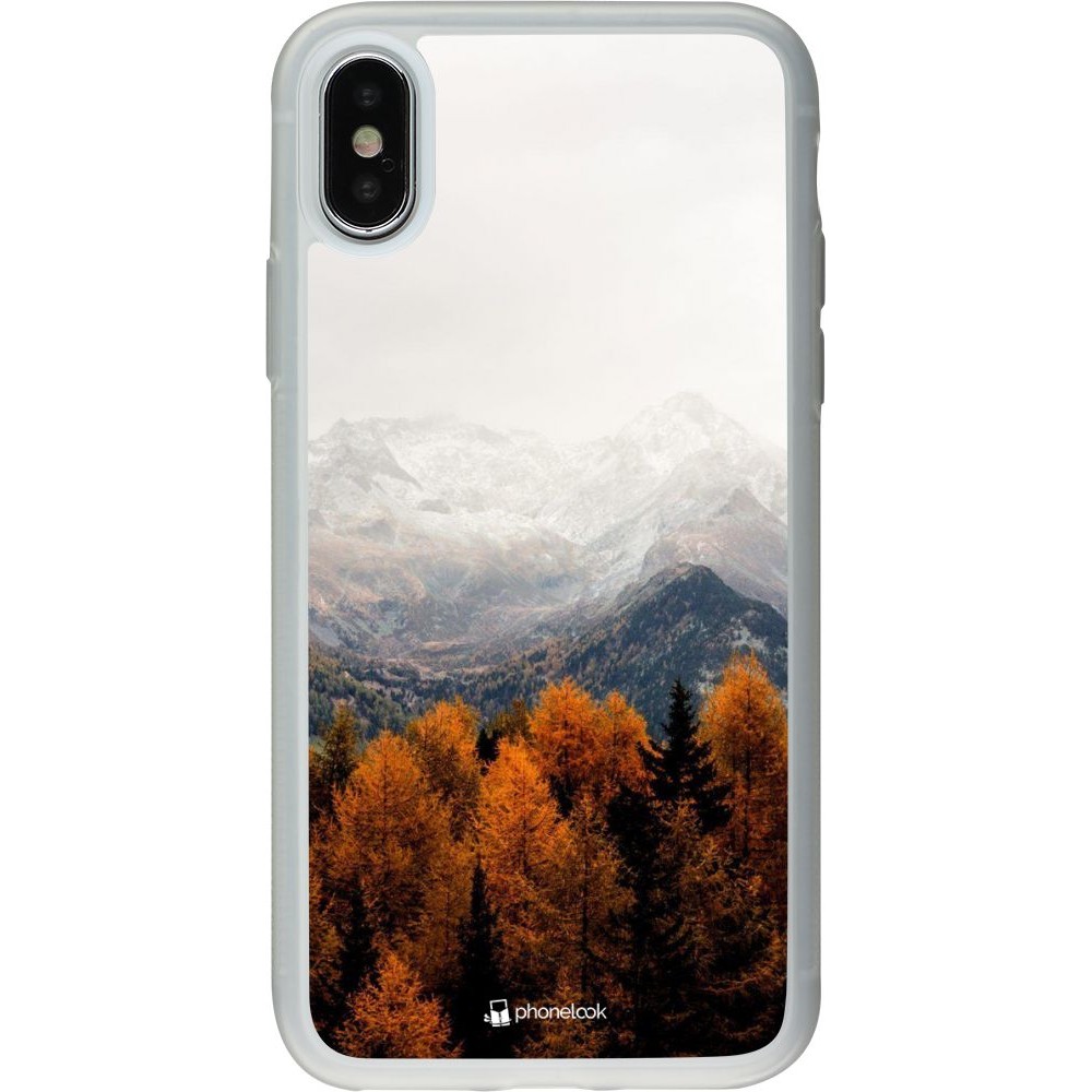 Coque iPhone X / Xs - Silicone rigide transparent Autumn 21 Forest Mountain