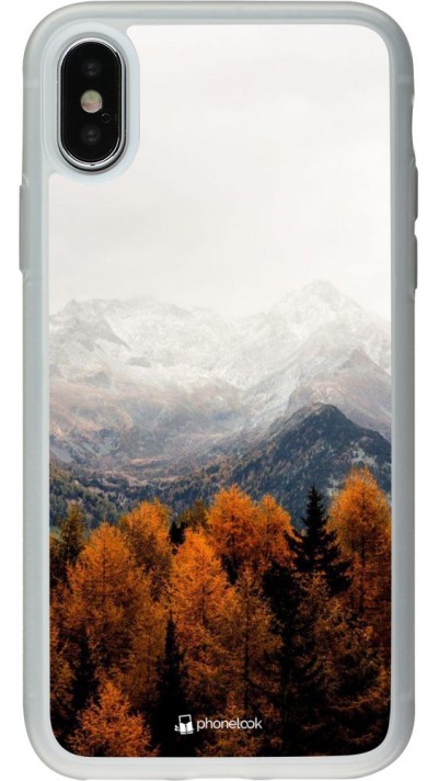 Coque iPhone X / Xs - Silicone rigide transparent Autumn 21 Forest Mountain