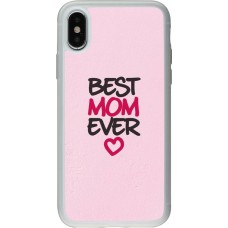 Coque iPhone X / Xs - Silicone rigide transparent Best Mom Ever 2