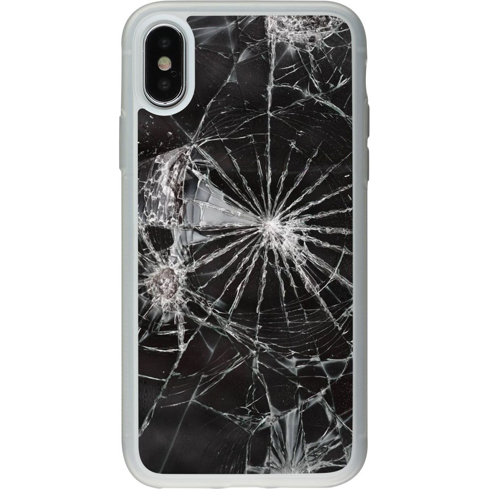 Coque iPhone X / Xs - Silicone rigide transparent Broken Screen