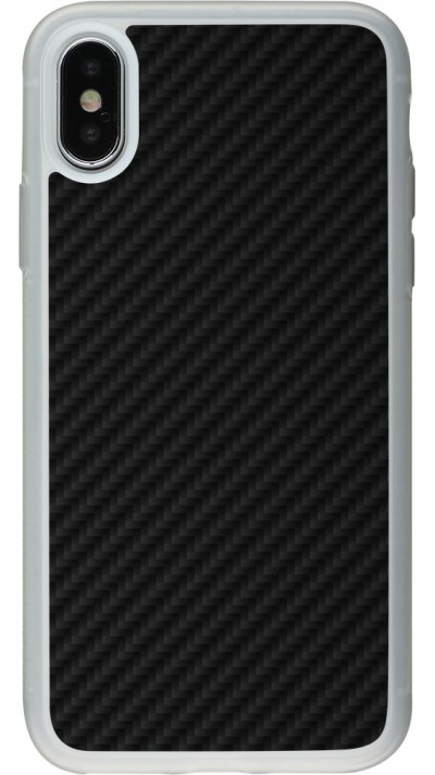 Coque iPhone X / Xs - Silicone rigide transparent Carbon Basic
