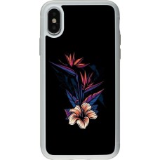 Coque iPhone X / Xs - Silicone rigide transparent Dark Flowers