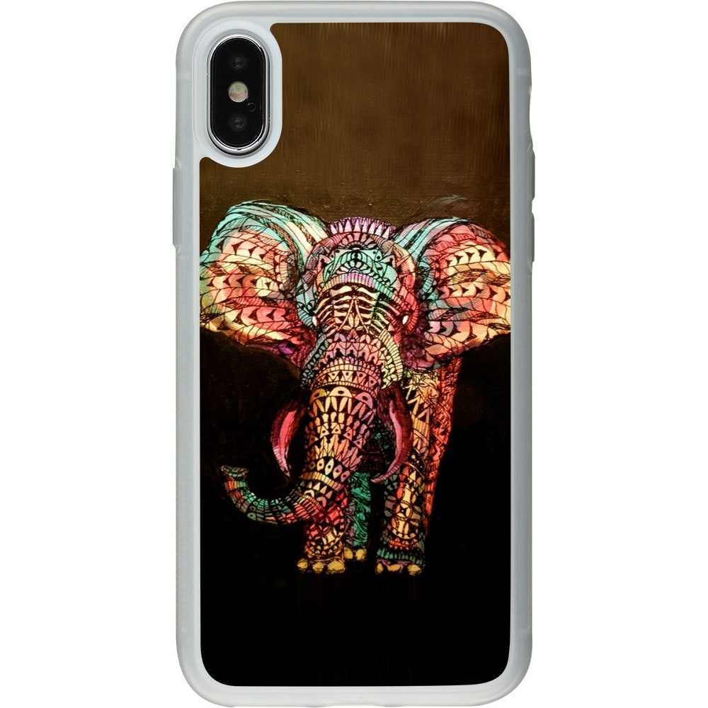 Coque iPhone X / Xs - Silicone rigide transparent Elephant 02