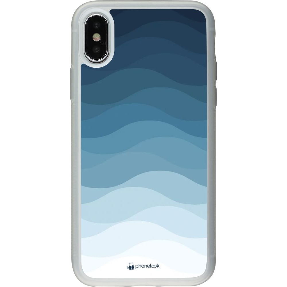 Coque iPhone X / Xs - Silicone rigide transparent Flat Blue Waves