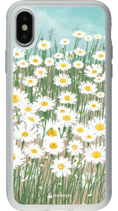Hülle iPhone X / Xs - Silikon transparent Flower Field Art