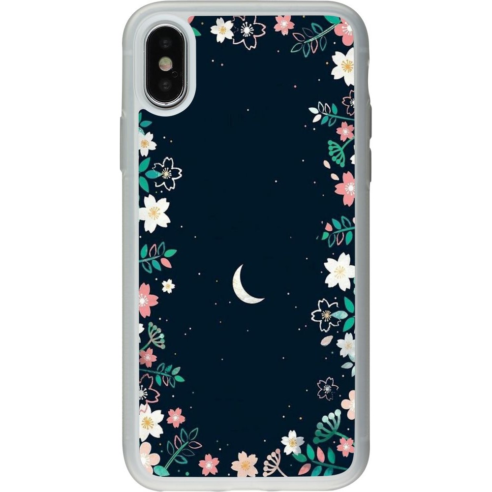 Hülle iPhone X / Xs - Silikon transparent Flowers space