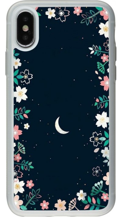 Coque iPhone X / Xs - Silicone rigide transparent Flowers space