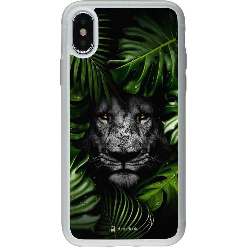 Coque iPhone X / Xs - Silicone rigide transparent Forest Lion