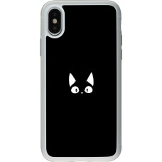 Hülle iPhone X / Xs - Silikon transparent Funny cat on black