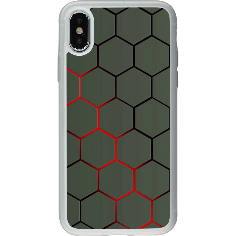 Coque iPhone X / Xs - Silicone rigide transparent Geometric Line red