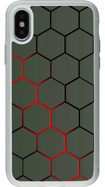 Hülle iPhone X / Xs - Silikon transparent Geometric Line red