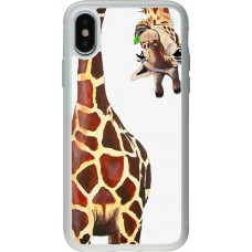 Hülle iPhone X / Xs - Silikon transparent Giraffe Fit