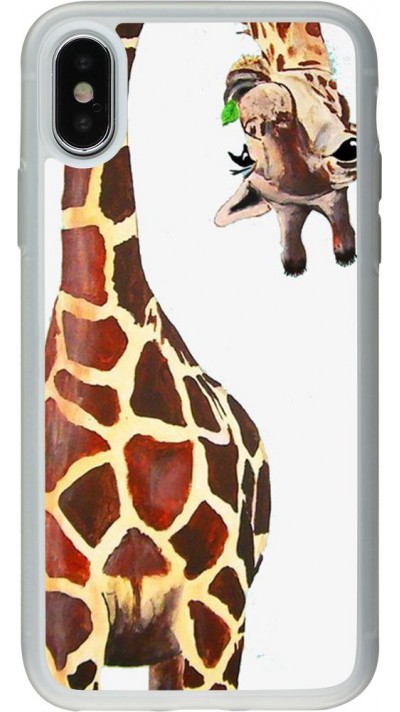 Coque iPhone X / Xs - Silicone rigide transparent Giraffe Fit