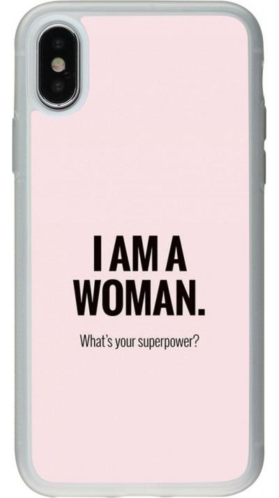 Coque iPhone X / Xs - Silicone rigide transparent I am a woman