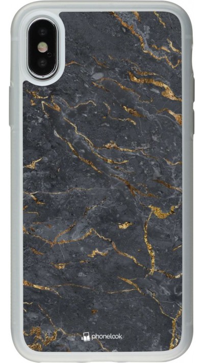 Hülle iPhone X / Xs - Silikon transparent Grey Gold Marble