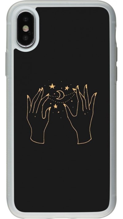 Coque iPhone X / Xs - Silicone rigide transparent Grey magic hands