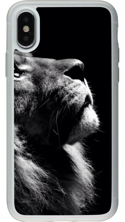 Coque iPhone X / Xs - Silicone rigide transparent Lion looking up