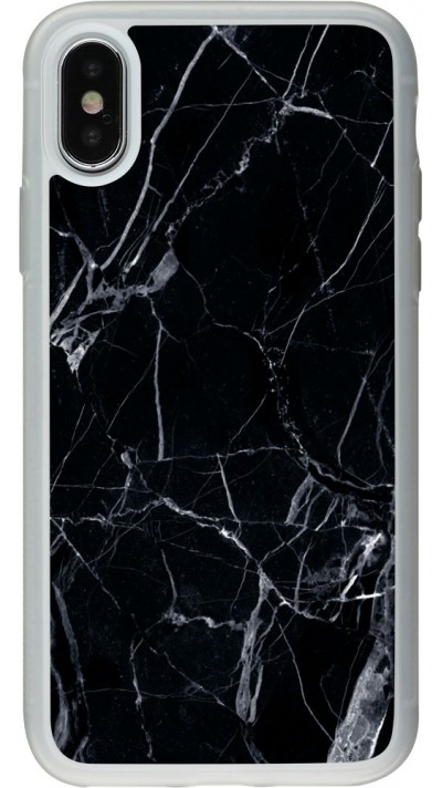 Coque iPhone X / Xs - Silicone rigide transparent Marble Black 01