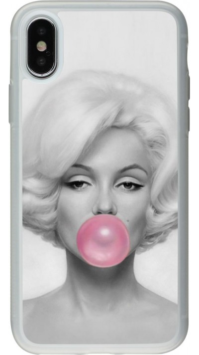 Coque iPhone X / Xs - Silicone rigide transparent Marilyn Bubble
