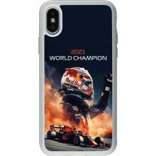 Coque iPhone X / Xs - Silicone rigide transparent Max Verstappen 2021 World Champion