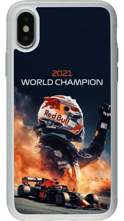 Coque iPhone X / Xs - Silicone rigide transparent Max Verstappen 2021 World Champion