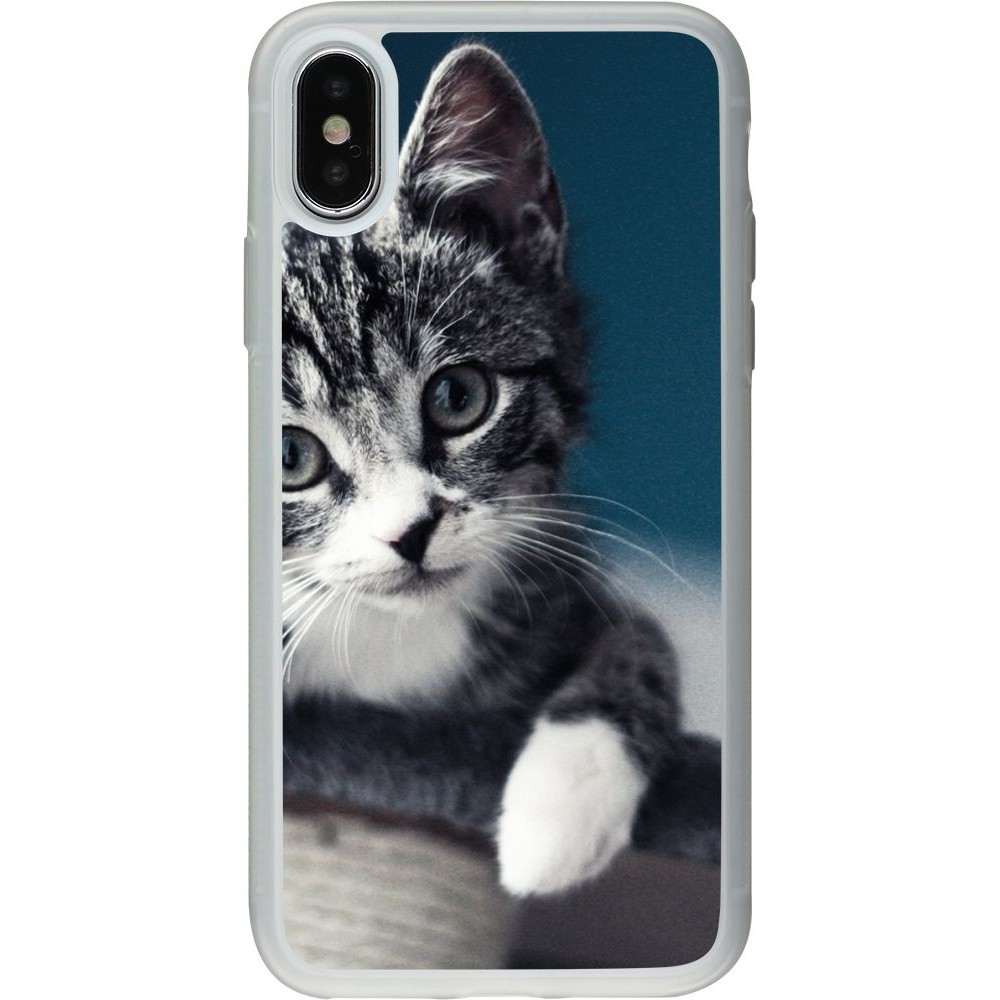Coque iPhone X / Xs - Silicone rigide transparent Meow 23