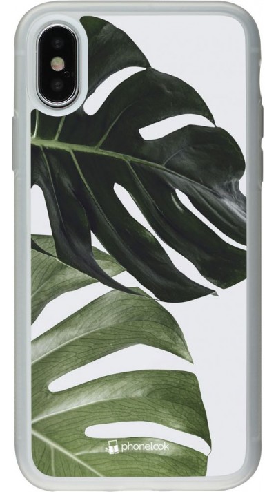 Coque iPhone X / Xs - Silicone rigide transparent Monstera Plant