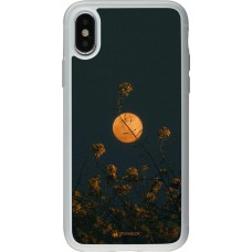 Coque iPhone X / Xs - Silicone rigide transparent Moon Flowers