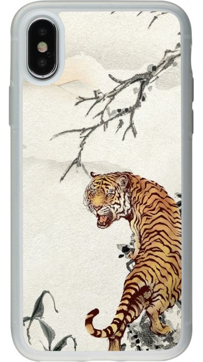 Hülle iPhone X / Xs - Silikon transparent Roaring Tiger