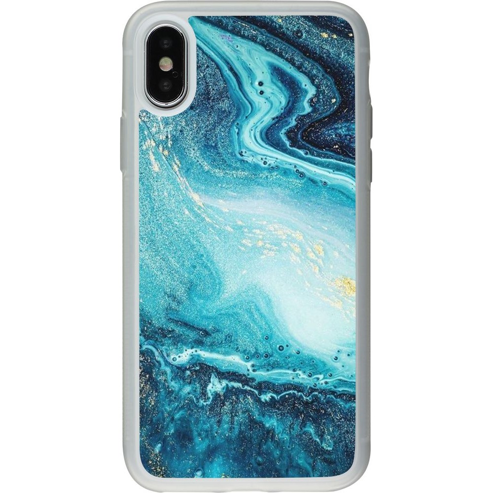 Hülle iPhone X / Xs - Silikon transparent Sea Foam Blue