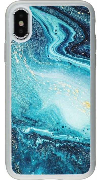 Coque iPhone X / Xs - Silicone rigide transparent Sea Foam Blue
