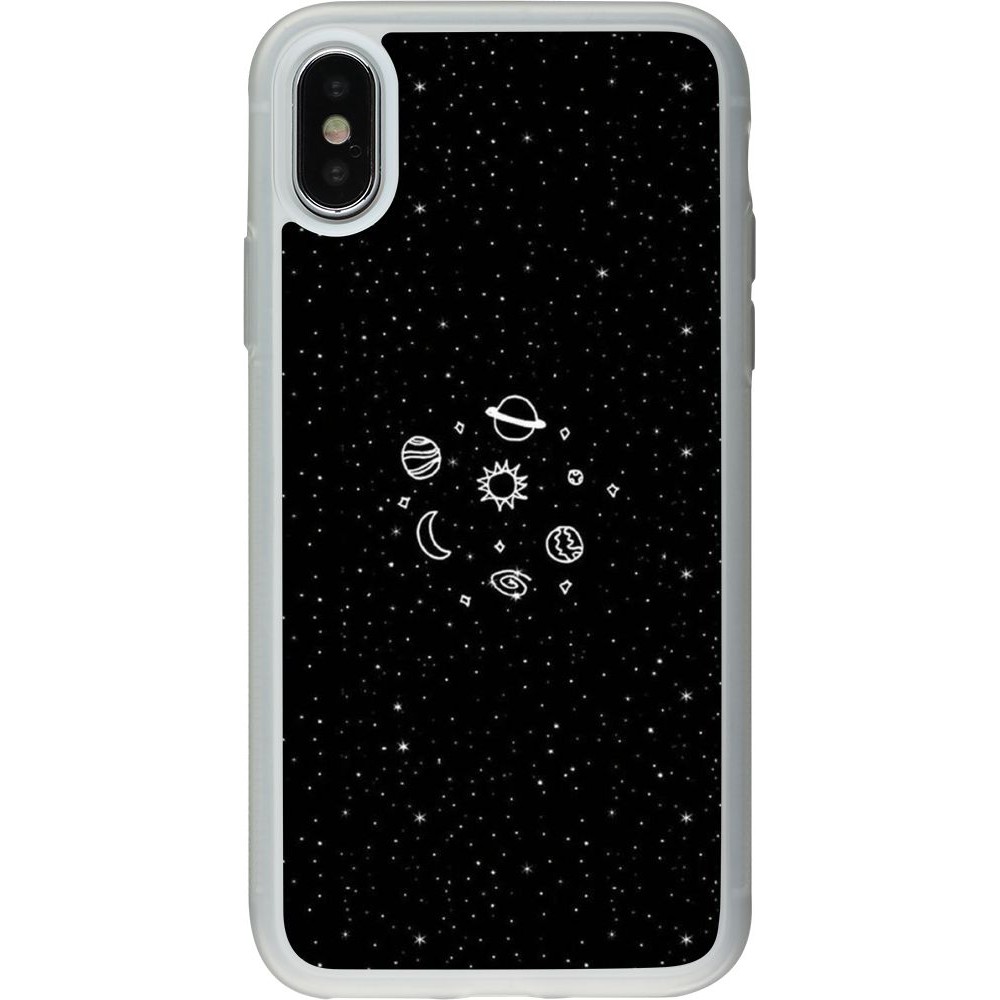 Coque iPhone X / Xs - Silicone rigide transparent Space Doodle