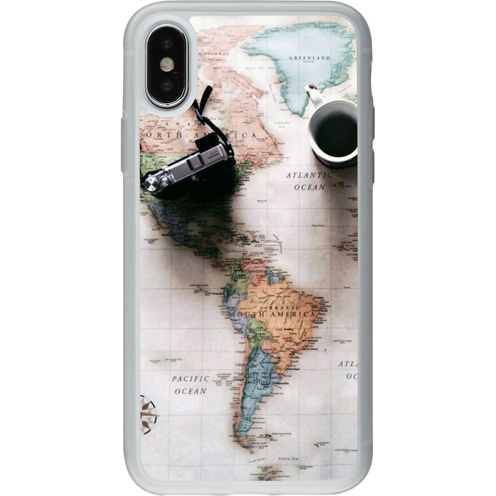 Coque iPhone X / Xs - Silicone rigide transparent Travel 01