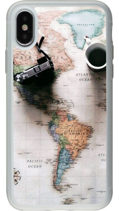 Coque iPhone X / Xs - Silicone rigide transparent Travel 01