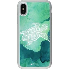 Hülle iPhone X / Xs - Silikon transparent Turtle Aztec Watercolor