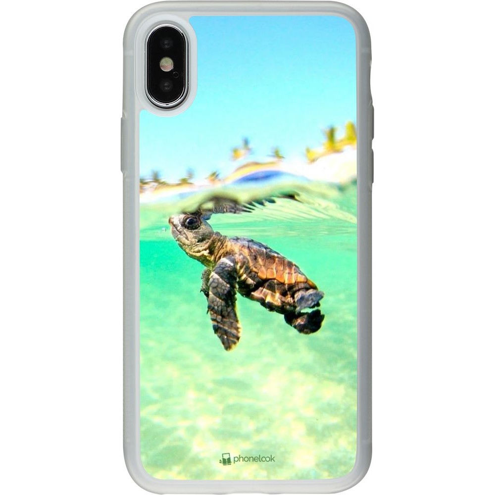 Hülle iPhone X / Xs - Silikon transparent Turtle Underwater