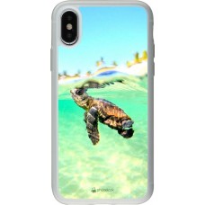 Coque iPhone X / Xs - Silicone rigide transparent Turtle Underwater