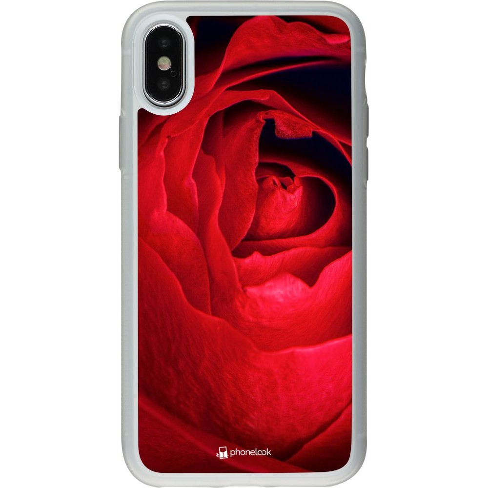 Coque iPhone X / Xs - Silicone rigide transparent Valentine 2022 Rose