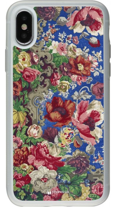 Coque iPhone X / Xs - Silicone rigide transparent Vintage Art Flowers
