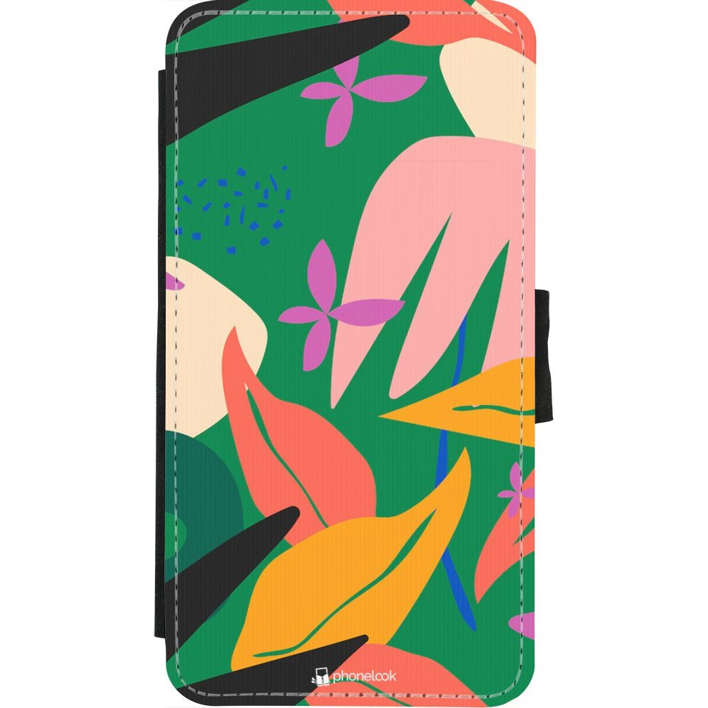 Coque iPhone X / Xs - Wallet noir Abstract Jungle