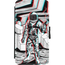 Coque iPhone X / Xs - Wallet noir Anaglyph Astronaut