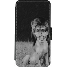 Coque iPhone X / Xs - Wallet noir Angry lions