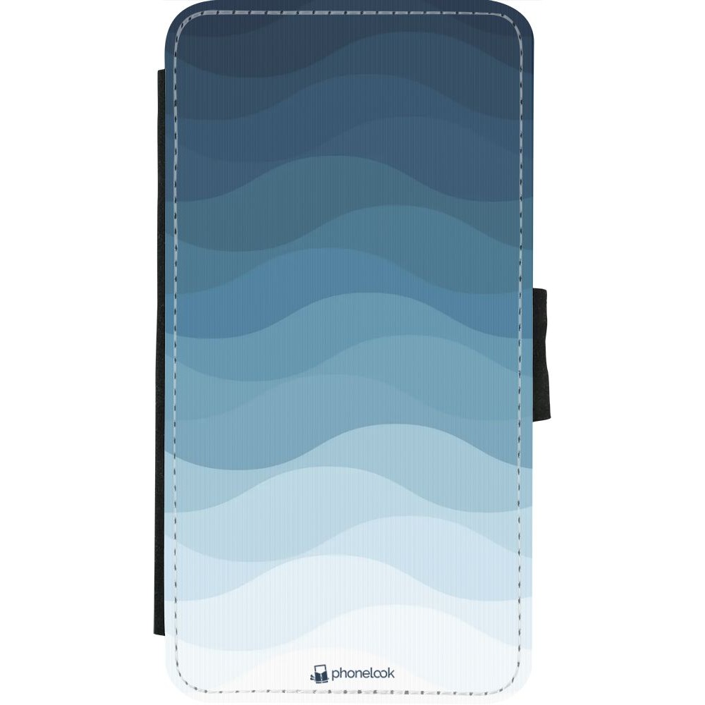 Coque iPhone X / Xs - Wallet noir Flat Blue Waves